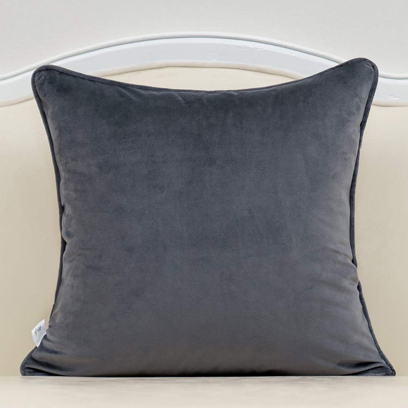 Alerfa 20 x 20 Inch Gray Silver Square Maple Leaf Pillow Embroidery Cut Velvet Cushion Case Luxury Modern Lumbar Throw Pillow Cover Decorative Pillow for Couch Sofa Living Room Bedroom Car - Image 2